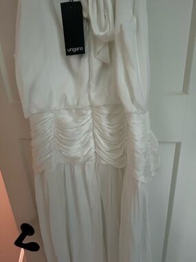 ungaro White Sleeveless Maxi Dress with Ruched Waist